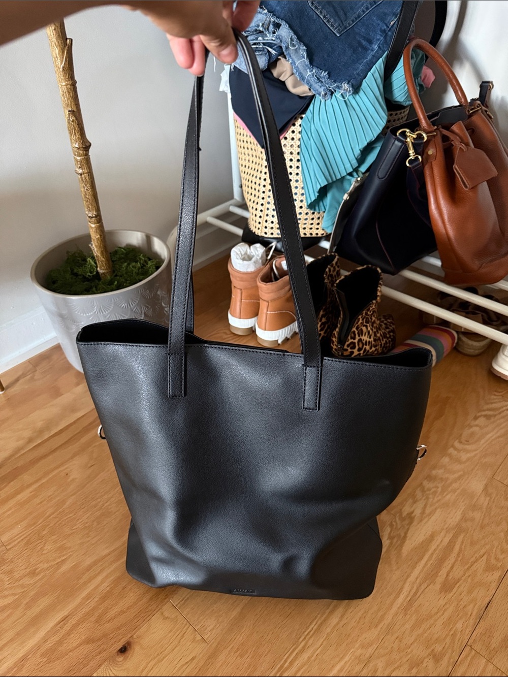 Away Black Tote Classic Black Bag - Minimal Women's Shoulder Bag